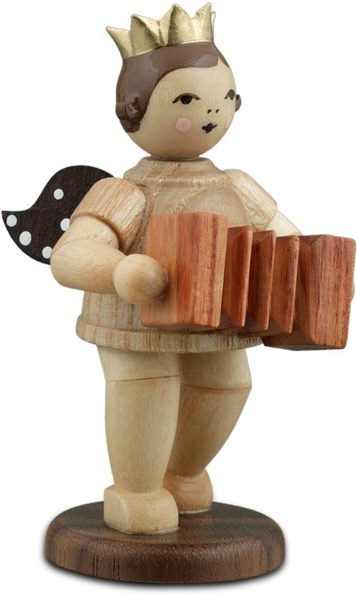Engel mit Harmonika - mit Krone, natur
