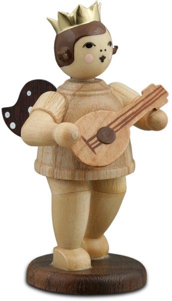 Engel mit Mandoline - mit Krone, natur