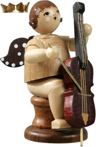 Engel mit Cello, sitzend, mit Krone - natur