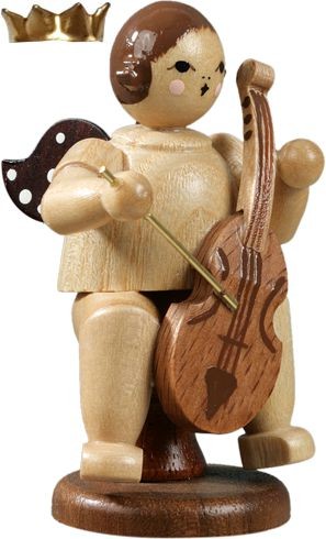 Engel mit Gambe, sitzend, mit Krone - natur