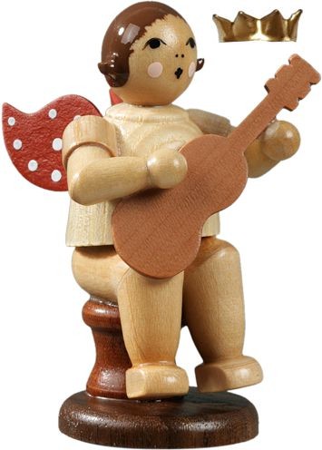 Engel mit Gitarre, sitzend, mit Krone - natur