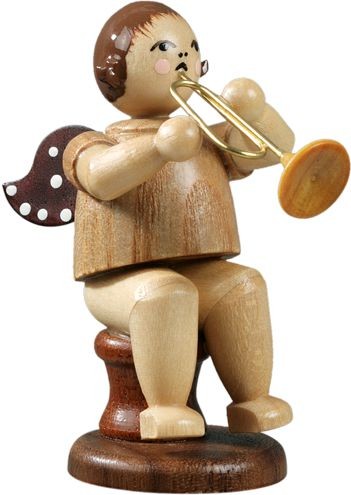 Engel mit Jazztrompete, sitzend, ohne Krone - natur