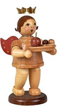 Geschenkeengel mit Weihnachtsteller - mit Krone, natur