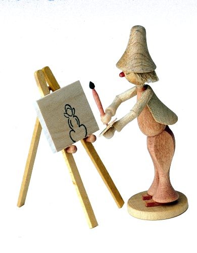 Holzfigur Maler Klecksel Holzfigur Maler Klecksel