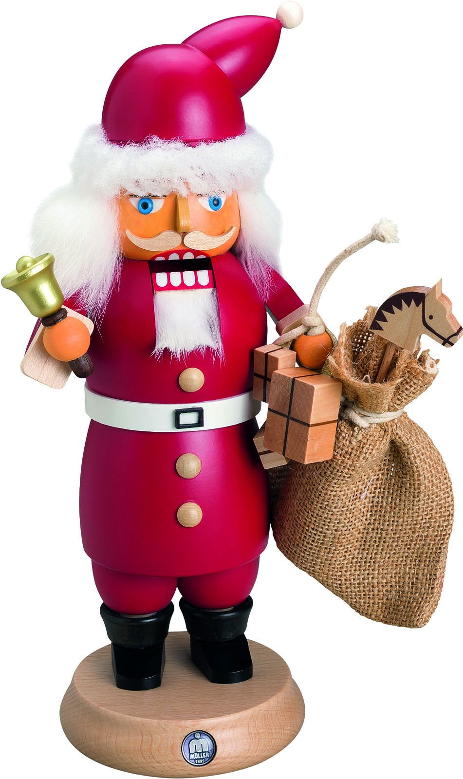 RauchKnacker Weihnachtsmann mit Glocke und Geschenkesack