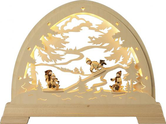 Lichterbogen Rodelberg mit Figuren Lichterbogen Rodelberg mit Figuren