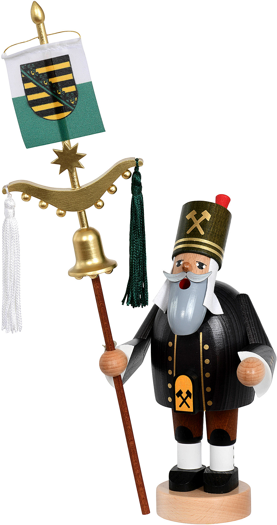 Räuchermann Bergmann mit Schellenbaum - Die Bärtigen