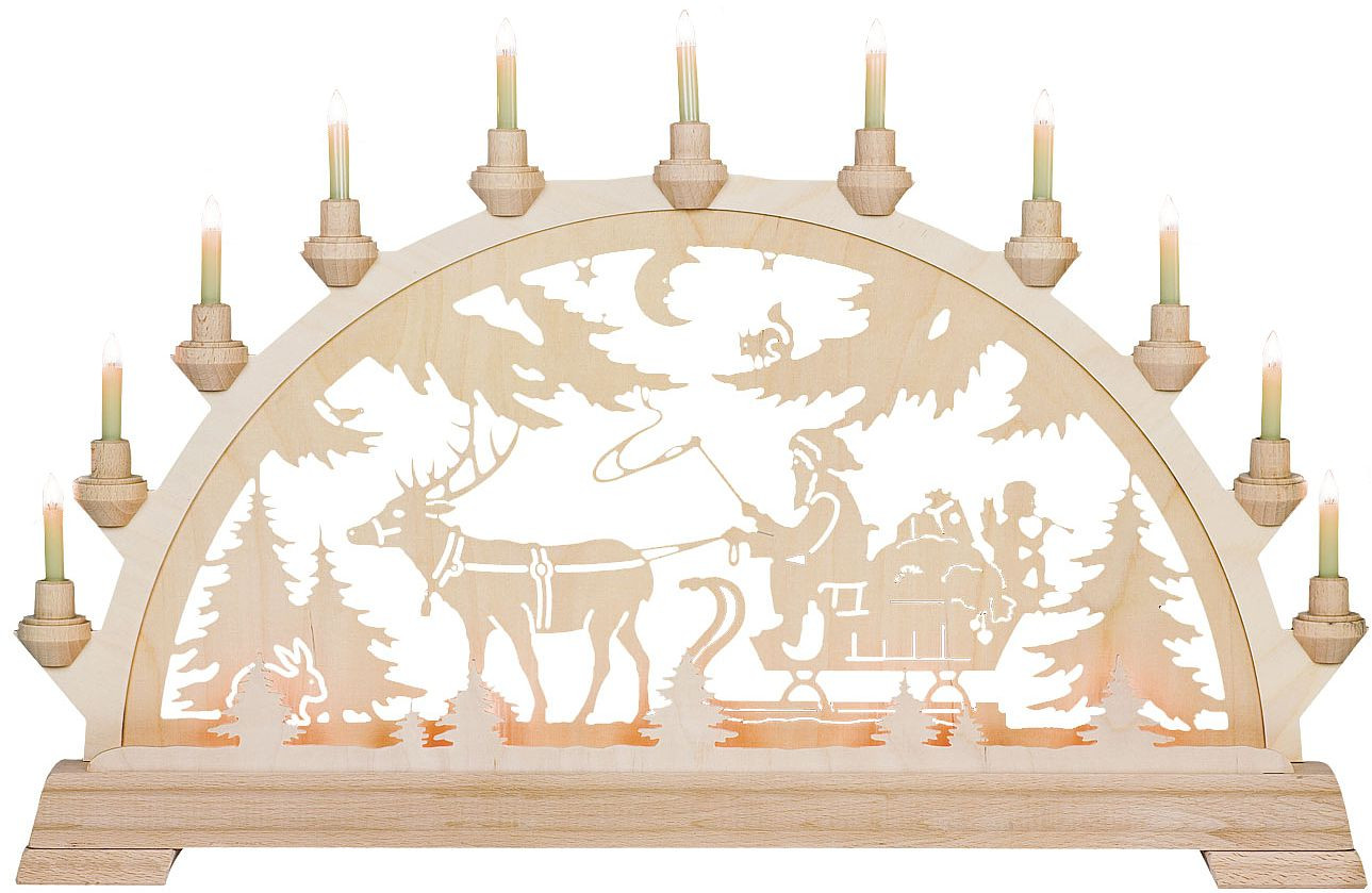 Schwibbogen Nikolaus mit Schlitten Schwibbogen Nikolaus mit Schlitten