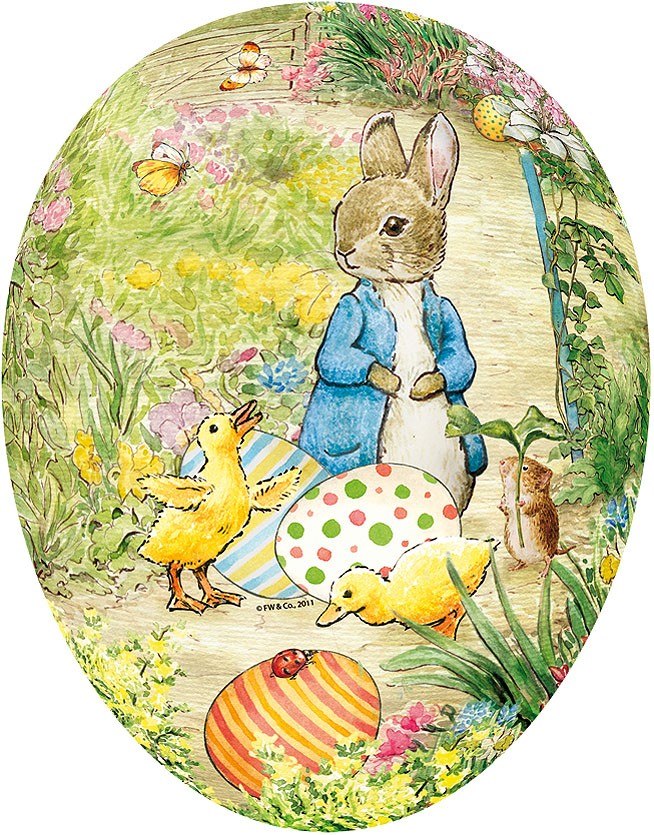 Osterei Hase mit Küken, 15 cm
