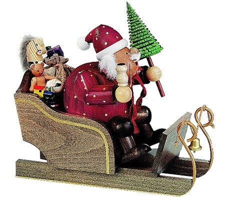 Räuchermännchen Weihnachtsmann im Schlitten, groß Räuchermännchen Weihnachtsmann im Schlitten, groß
