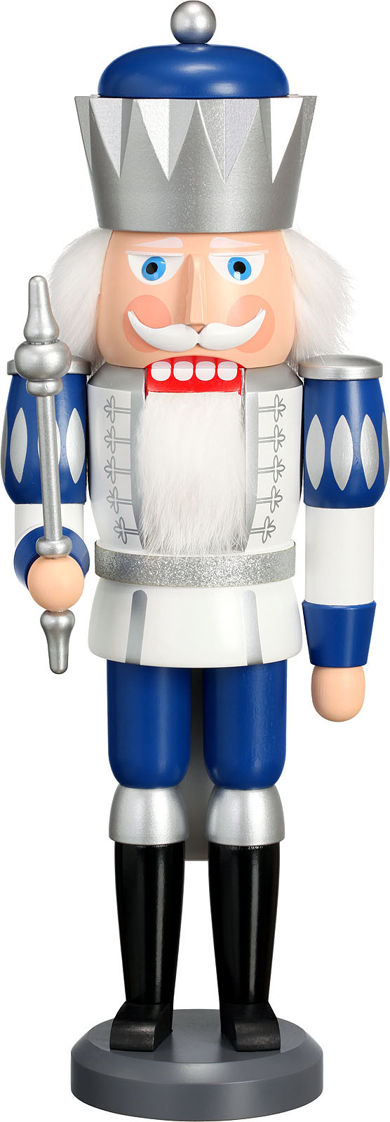 Nussknacker König - exklusiv, weiß-silber-blau