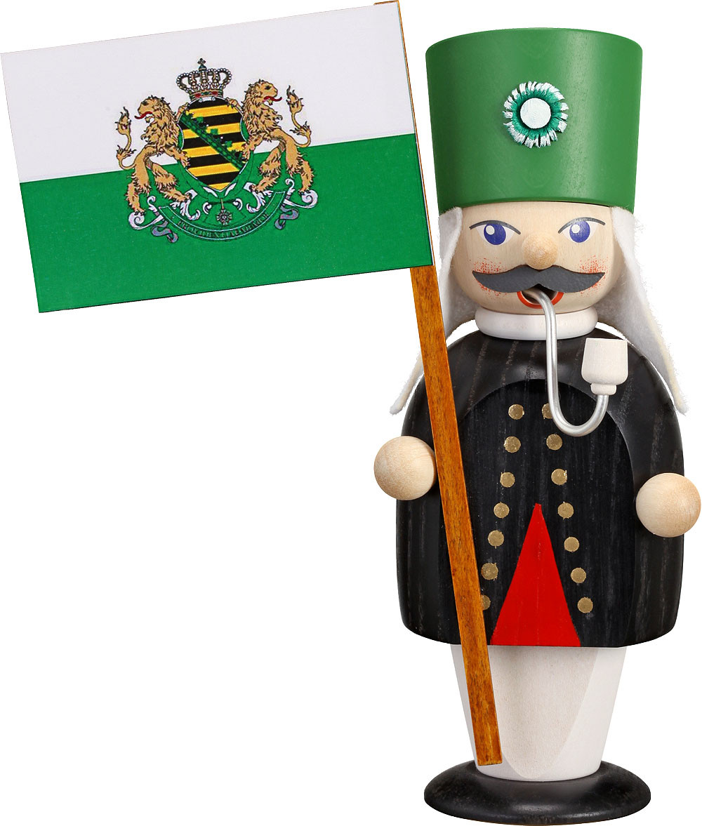 Räuchermann Bergmann mit Fahne - Kleiner Geselle