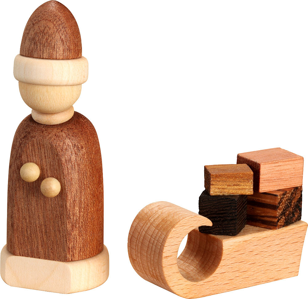 Weihnachtsmann mit Schlitten, Edelholzausführung, 2-teilig Weihnachtsmann mit Schlitten, Edelholzausführung, 2-teilig