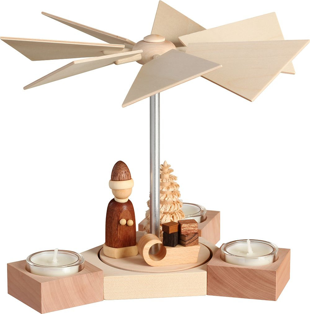 Pyramide Hexagonum, Weihnachtsmann mit Schlitten, natur Pyramide Hexagonum, Weihnachtsmann mit Schlitten, natur