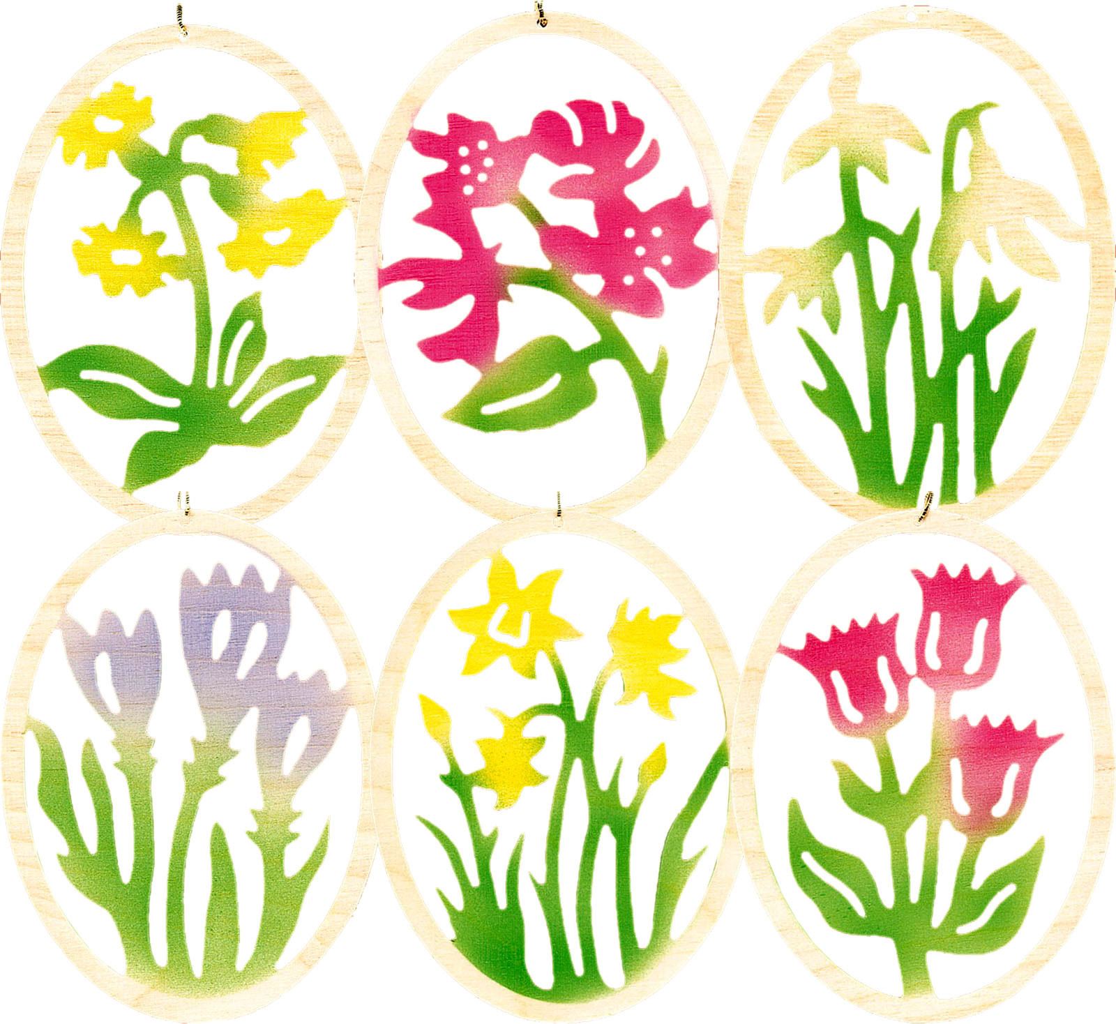 Baumbehang 6er Set: Ostereier mit Blumendekor - farbig