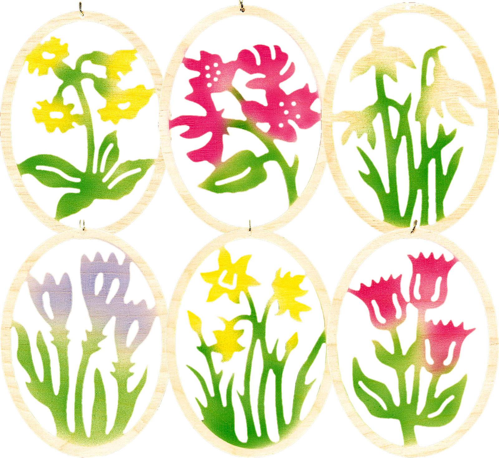 Baumbehang 6er Set: Ostereier mit Blumendekor - farbig Baumbehang 6er Set: Ostereier mit Blumendekor - farbig