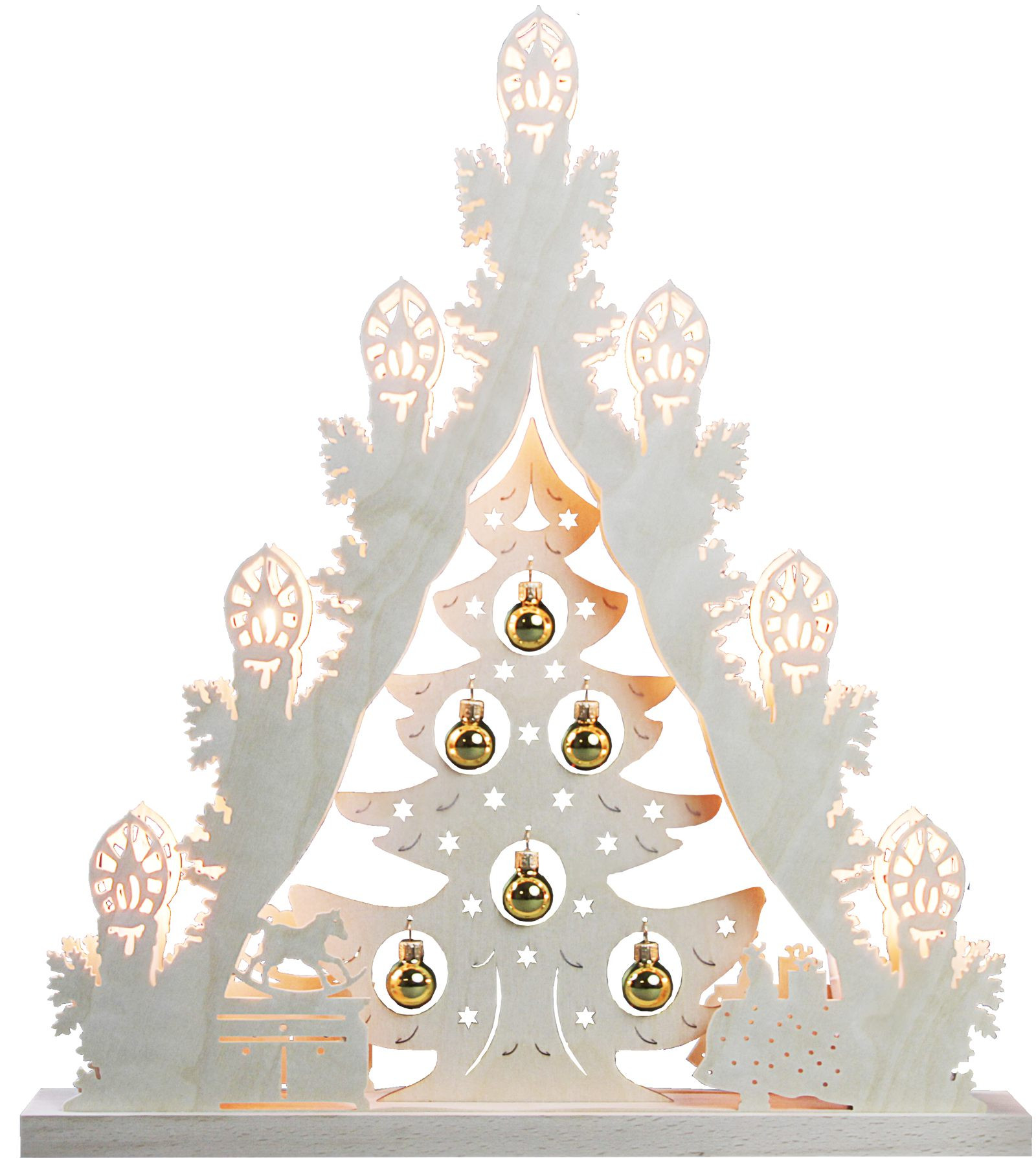 Lichterspitze Baum mit goldenen Kugeln, 7 flg. Lichterspitze Baum mit goldenen Kugeln, 7 flg.