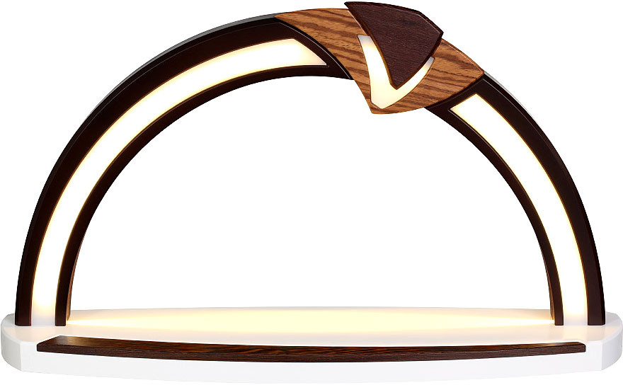 LED-Design Bogen braun, Applikation Zebrano/Wenge