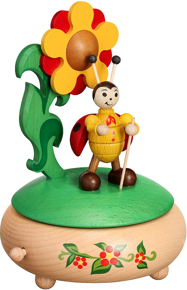 Spieldose mit Marienkäfer und Blume Spieldose mit Marienkäfer und Blume
