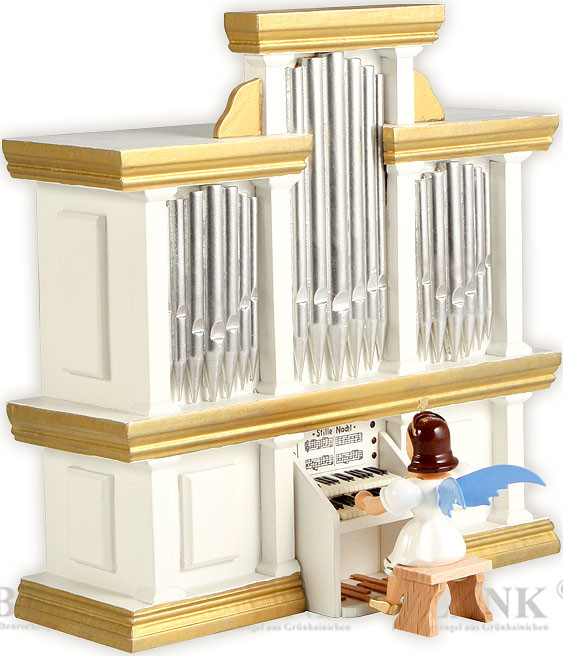 Kurzrockengel an der Orgel, farbig Kurzrockengel an der Orgel, farbig