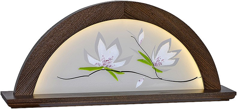 Lichterbogen Eiche, Farbton Mooreiche mit Glas, Magnolie Lichterbogen Eiche, Farbton Mooreiche mit Glas, Magnolie