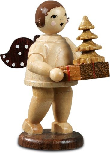 Geschenkeengel mit Baum - ohne Krone, natur