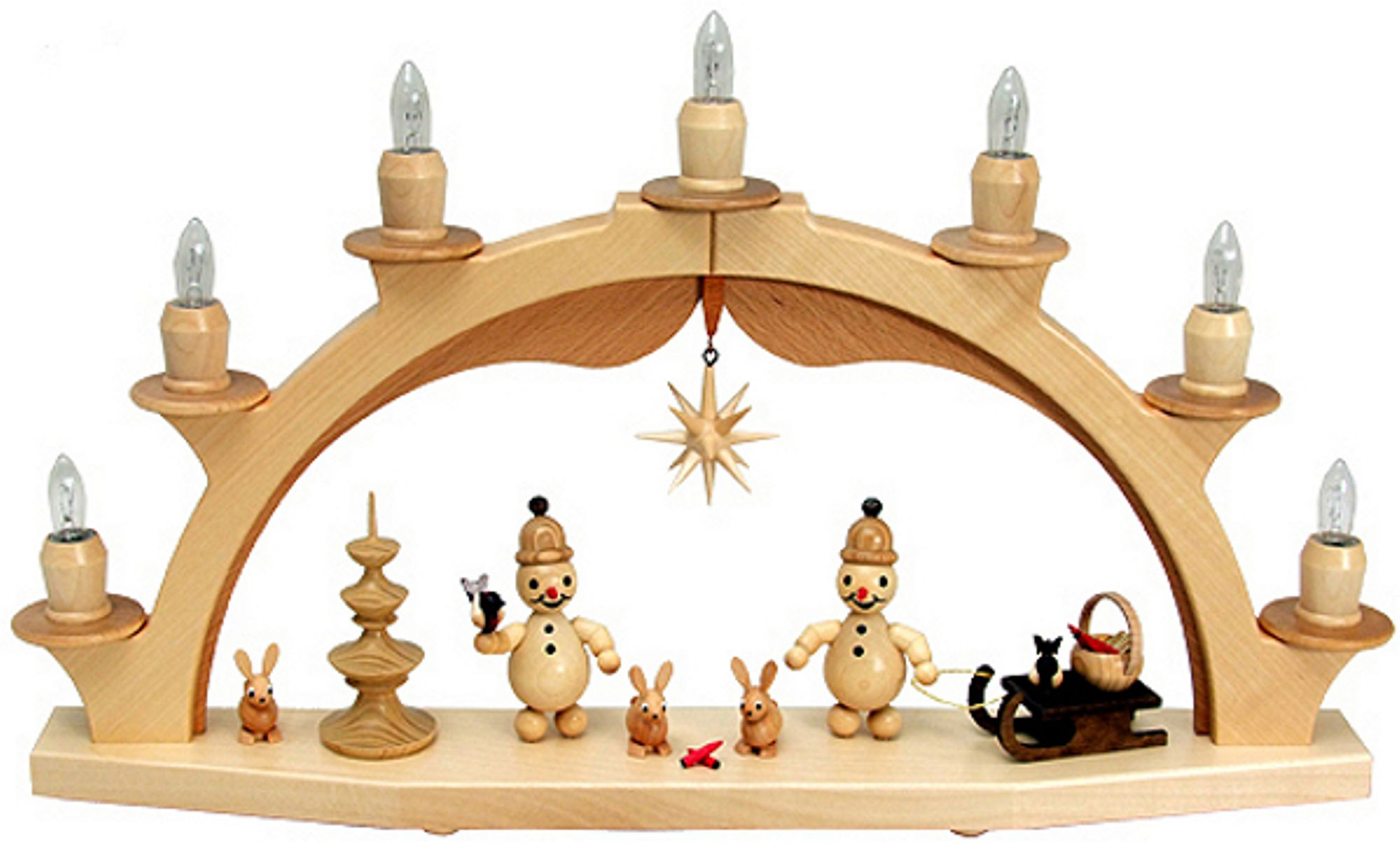 Lichterbogen Junior mit Vogel, Schlitten und Korb