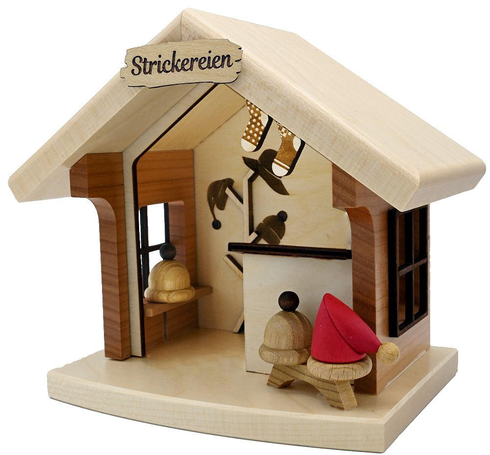 Weihnachtshütte Stickereien beleuchtet Weihnachtshütte Stickereien beleuchtet