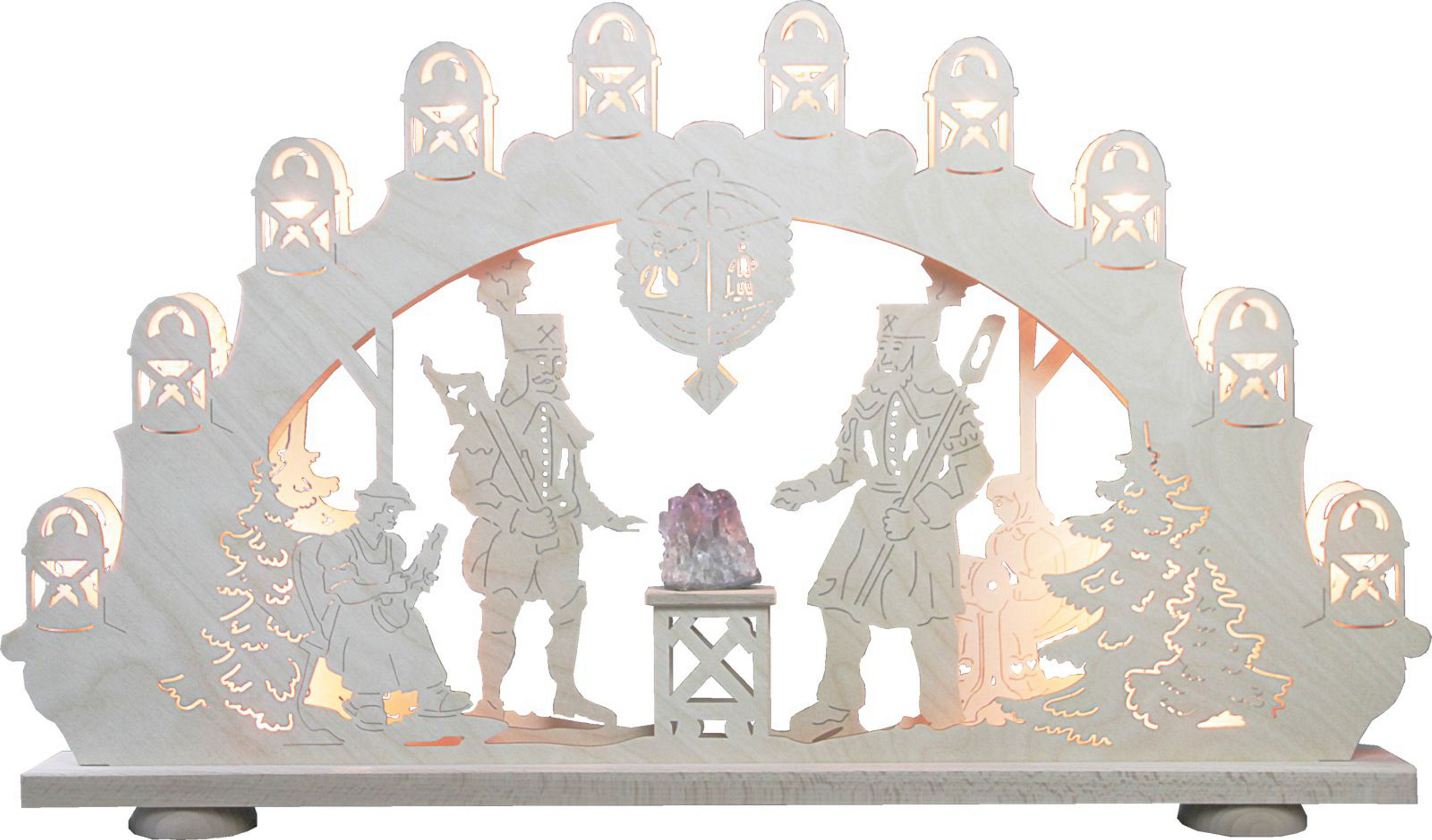 LED Lichterbogen Bergmann mit Amethyst, 15 flg. LED Lichterbogen Bergmann mit Amethyst, 15 flg.