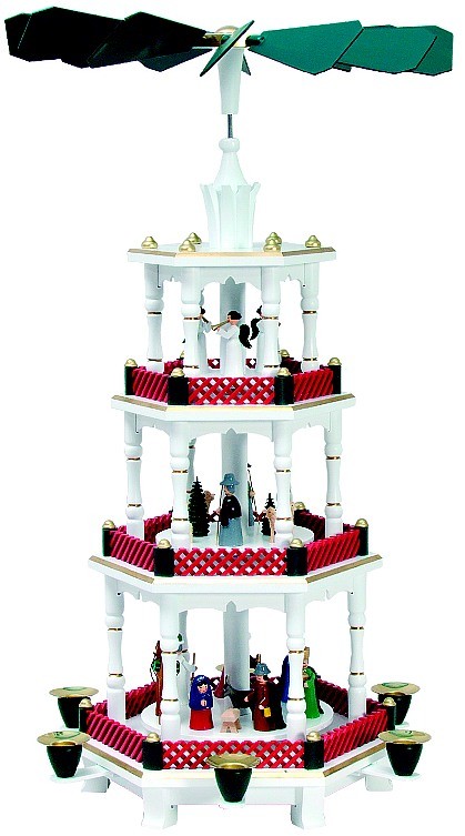 Weihnachtspyramide Geburt Engel, grün rot, Sonderanfertigung Weihnachtspyramide Geburt Engel, grün rot, Sonderanfertigung