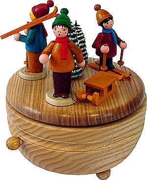 Spieldose Winterkinder mit Schlitten Spieldose Winterkinder mit Schlitten
