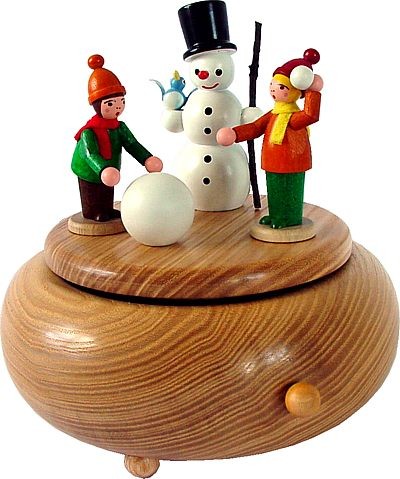 Spieldose Winterkinder mit Schneemann Spieldose Winterkinder mit Schneemann