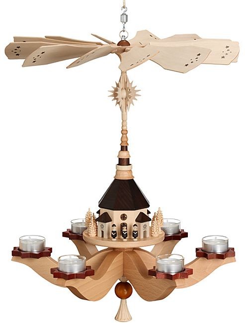 Hängepyramide Seiffener Kirche für 6 Teelichter