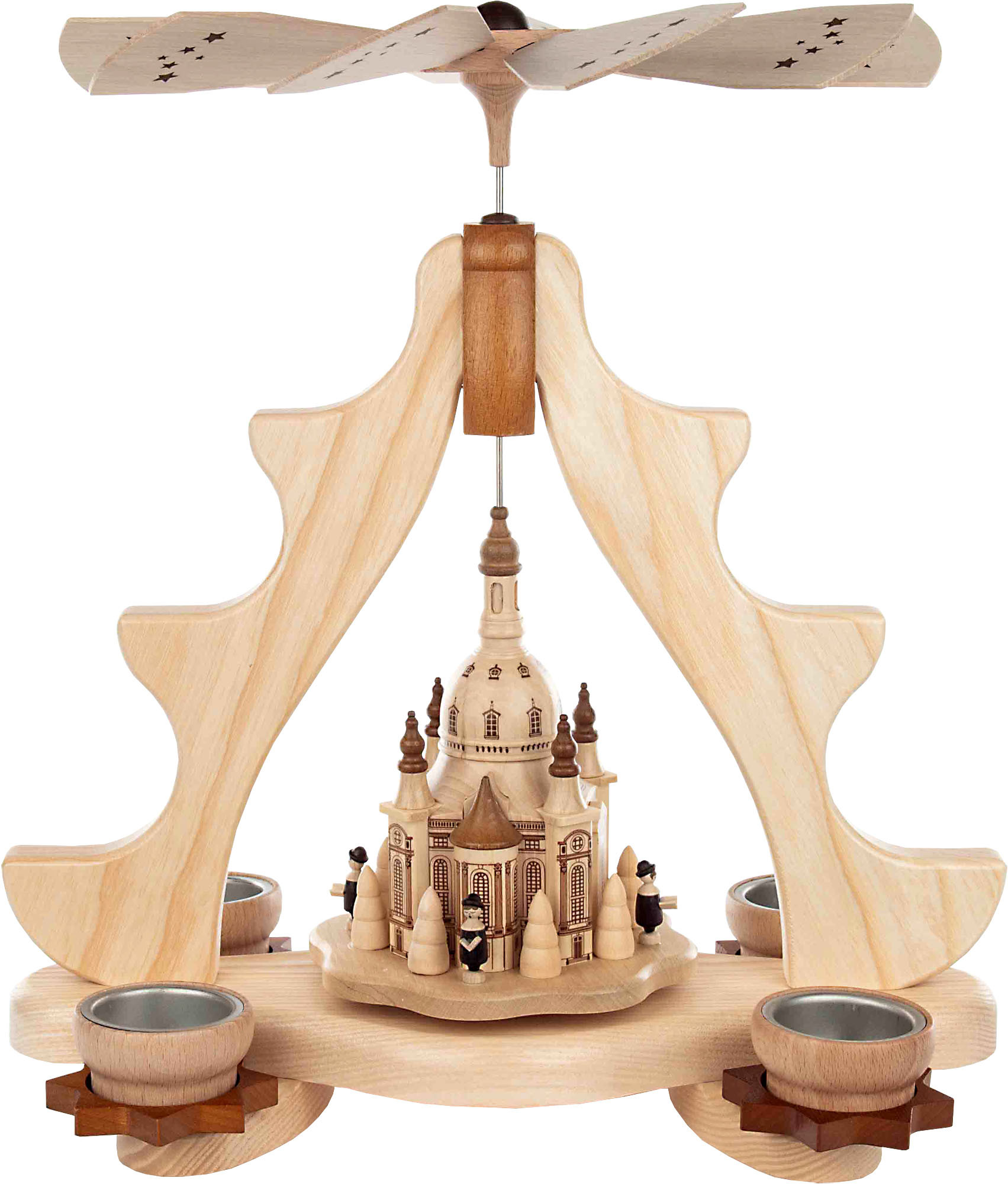Teelichtpyramide Dresdener Frauenkirche, Sänger und Bäumchen - natur Teelichtpyramide Dresdener Frauenkirche, Sänger und Bäumchen - natur