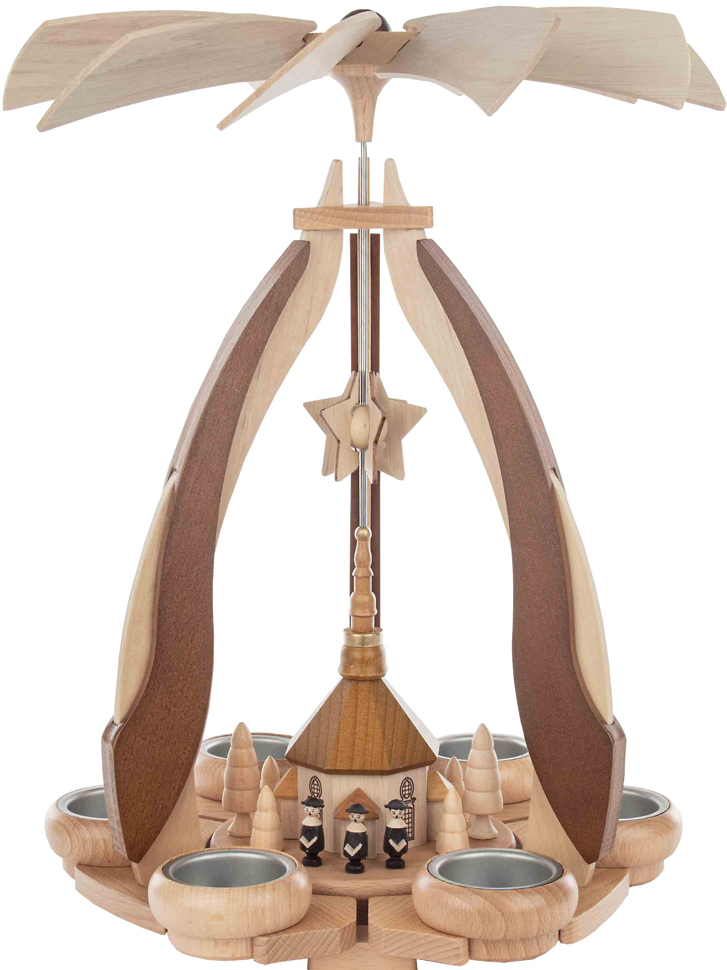 Pyramide 2farbig Seiffener Kirche für 6 Teelichter Pyramide 2farbig Seiffener Kirche für 6 Teelichter