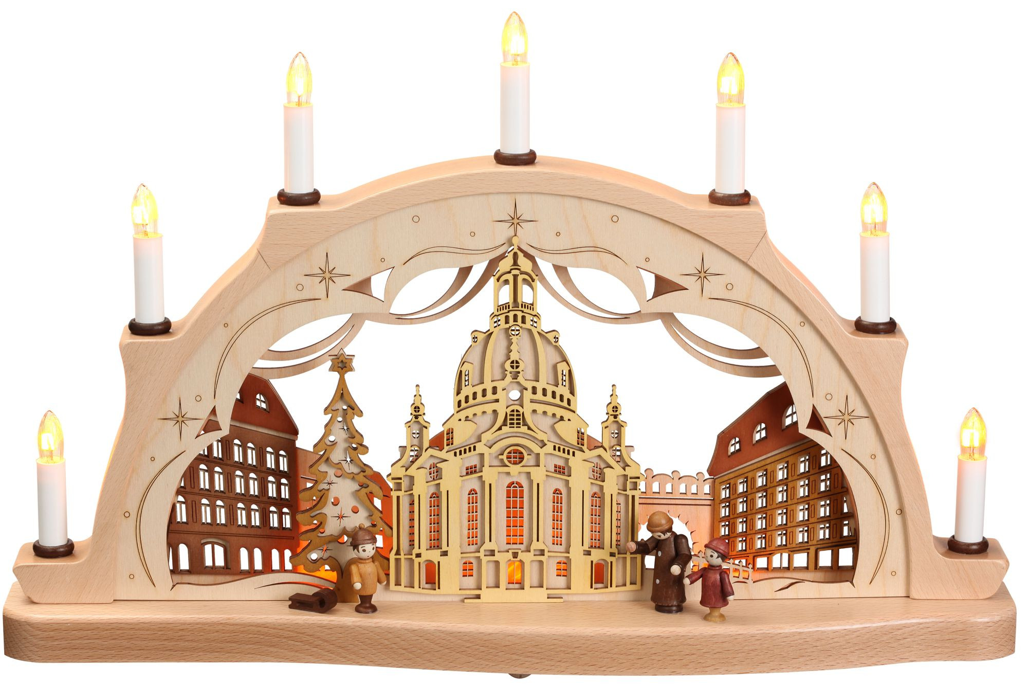 Schwibbogen Dresder Frauenkirche mit Figuren Schwibbogen Dresder Frauenkirche mit Figuren