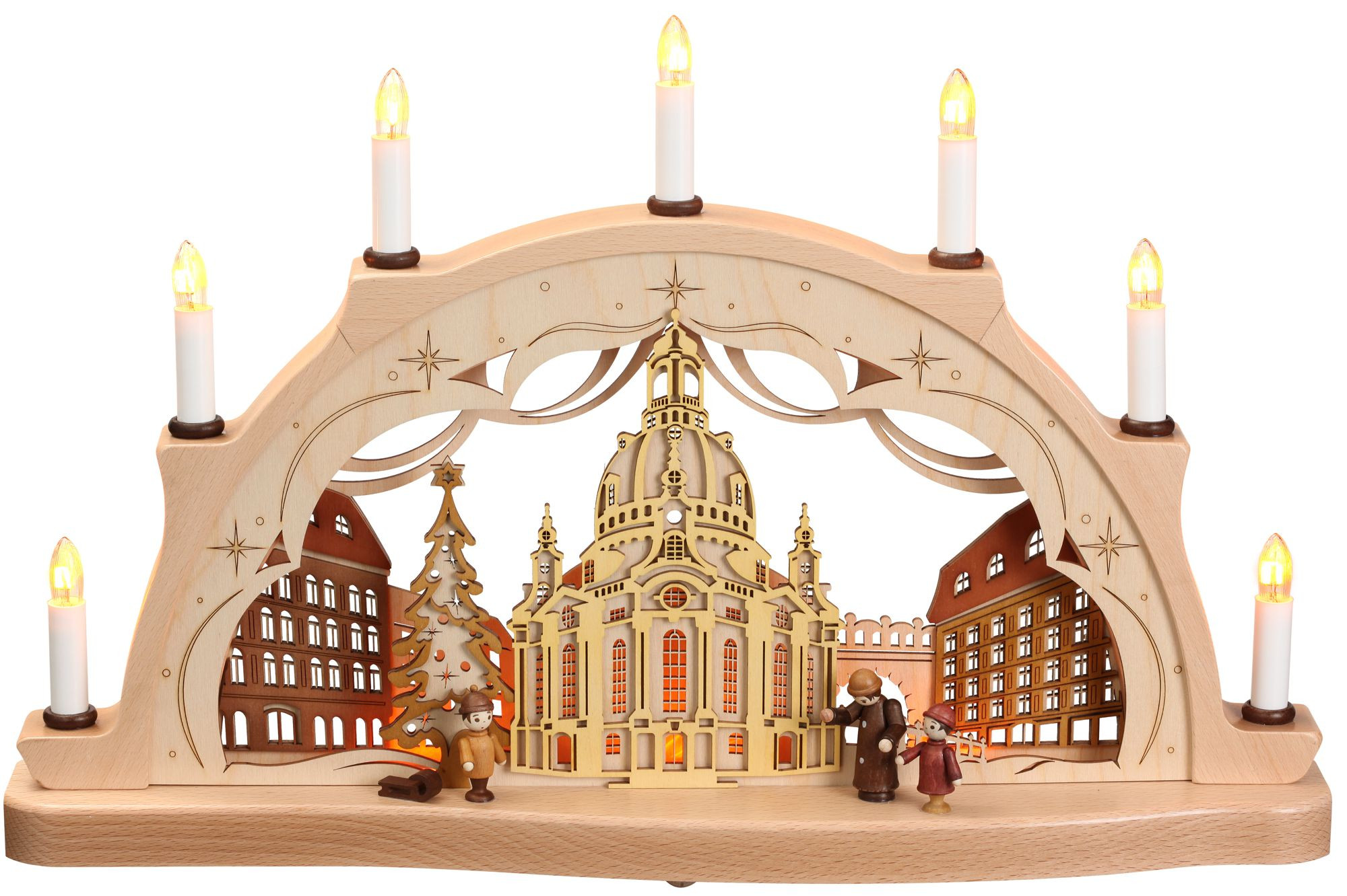 Schwibbogen Dresder Frauenkirche mit Figuren