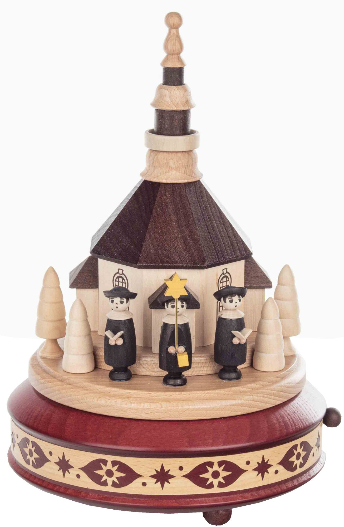 Spieldose mit Seiffener Kirche und Kurrende , mahagoni Spieldose mit Seiffener Kirche und Kurrende , mahagoni