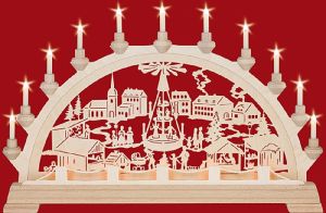 Schwibbogen Weihnachtsmarkt mit Pyramide Schwibbogen Weihnachtsmarkt mit Pyramide