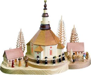 Weihnachtsberg Seiffener Kirche, beleuchtet