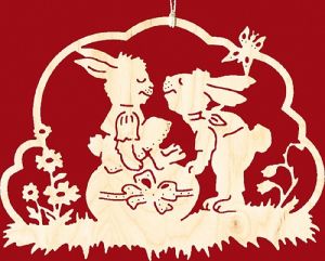 Fensterbild Ostern Hasenliebespaar