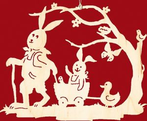 Fensterbild Ostern Hase mit Handwagen