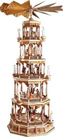 Weihnachtspyramide Christi Geburt, 5stöckig, Natur, mit Spielwerk Weihnachtspyramide Christi Geburt, 5stöckig, Natur, mit Spielwerk