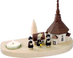 Kerzenhalter Seiffener Kirche mit Kurrende