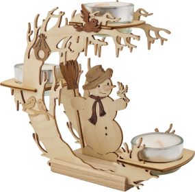 Teelichtkranz mit Schneemann