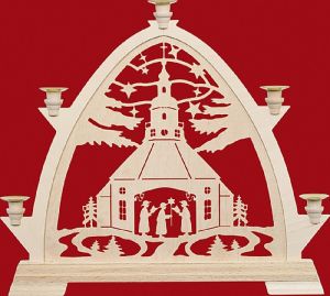 Kleine gotische Bögen für Wachskerzen, Seiffener Kirche Kleine gotische Bögen für Wachskerzen, Seiffener Kirche
