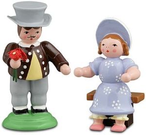 Biedermeierpaar - Blumenstrauß und Hocker Biedermeierpaar - Blumenstrauß und Hocker
