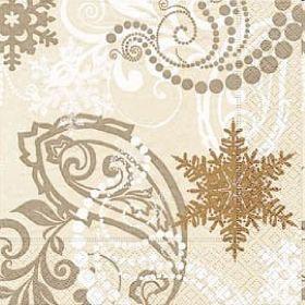 Weihnachtliche Tischservietten Winter paisley cream
