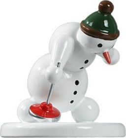 Schneemann Eisstockspieler