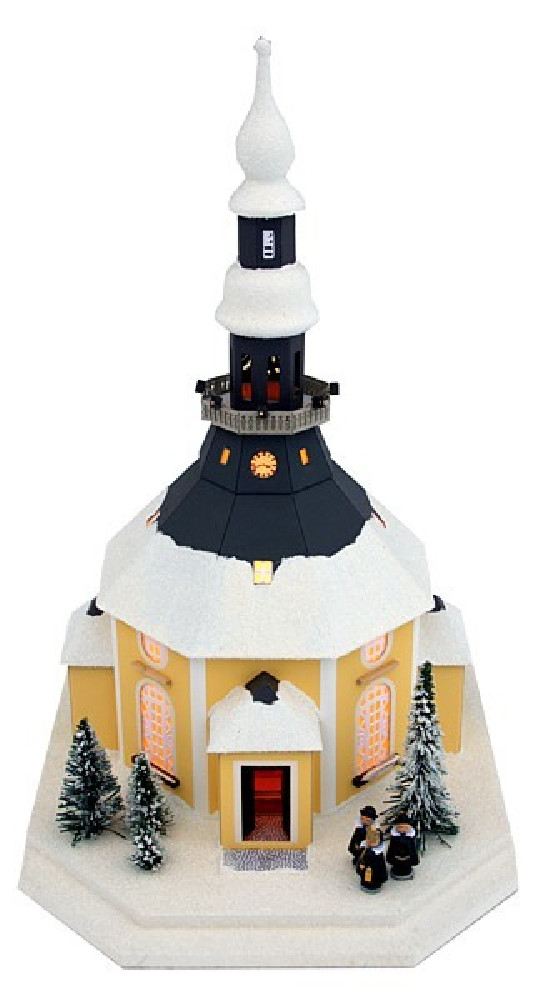 Lichterhaus Seiffener Kirche - Dach teilweise schneebedeckt, 42 cm